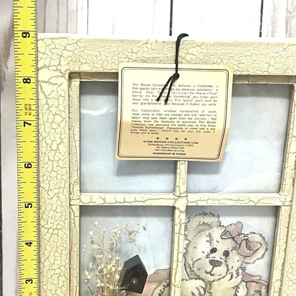 NEW!! Boyd’s Bear Cottagecore Photo Frame Window W/Shelf Farmhouse 9